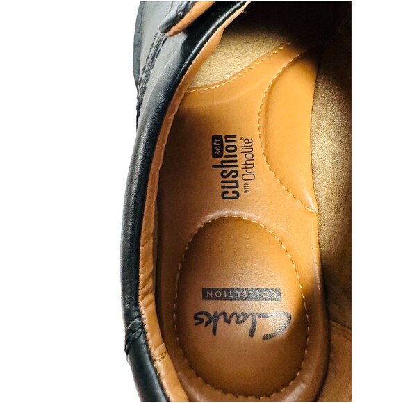 Clarks Escalade SZ 9.5 Cushion Ortholite Black Leather SlipOn Loafer Shoes Men main image 8